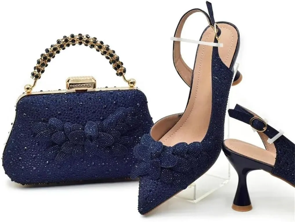 Elegant Platform Pumps and Rhinestone Decorated Clutch Bag Set for Nigerian Ladies Garden Party Celebrations