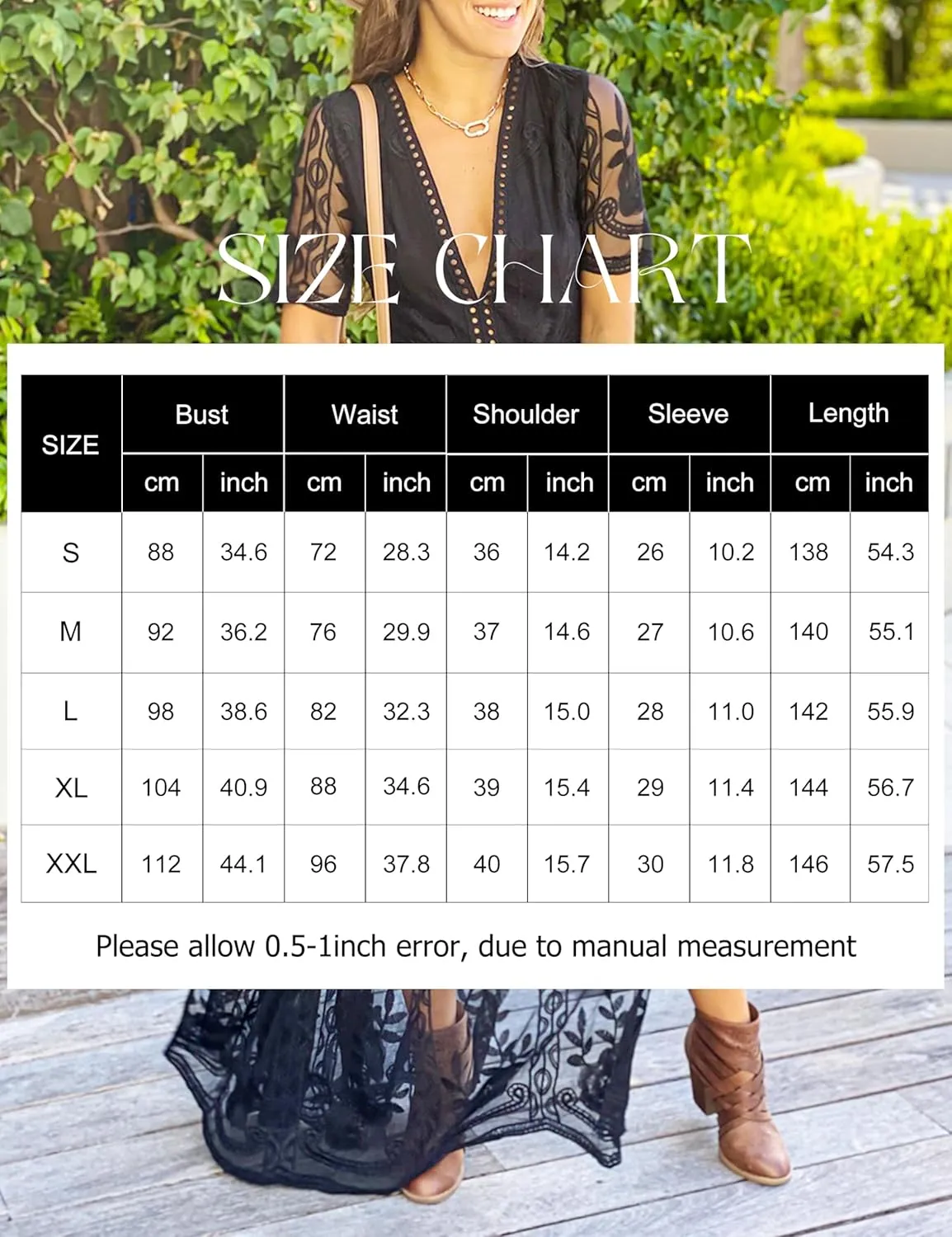 Eleter Women's Deep V-Neck Lace Romper Short Sleeve Long Dress