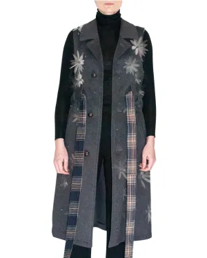 Embellished Belted Wool Vest