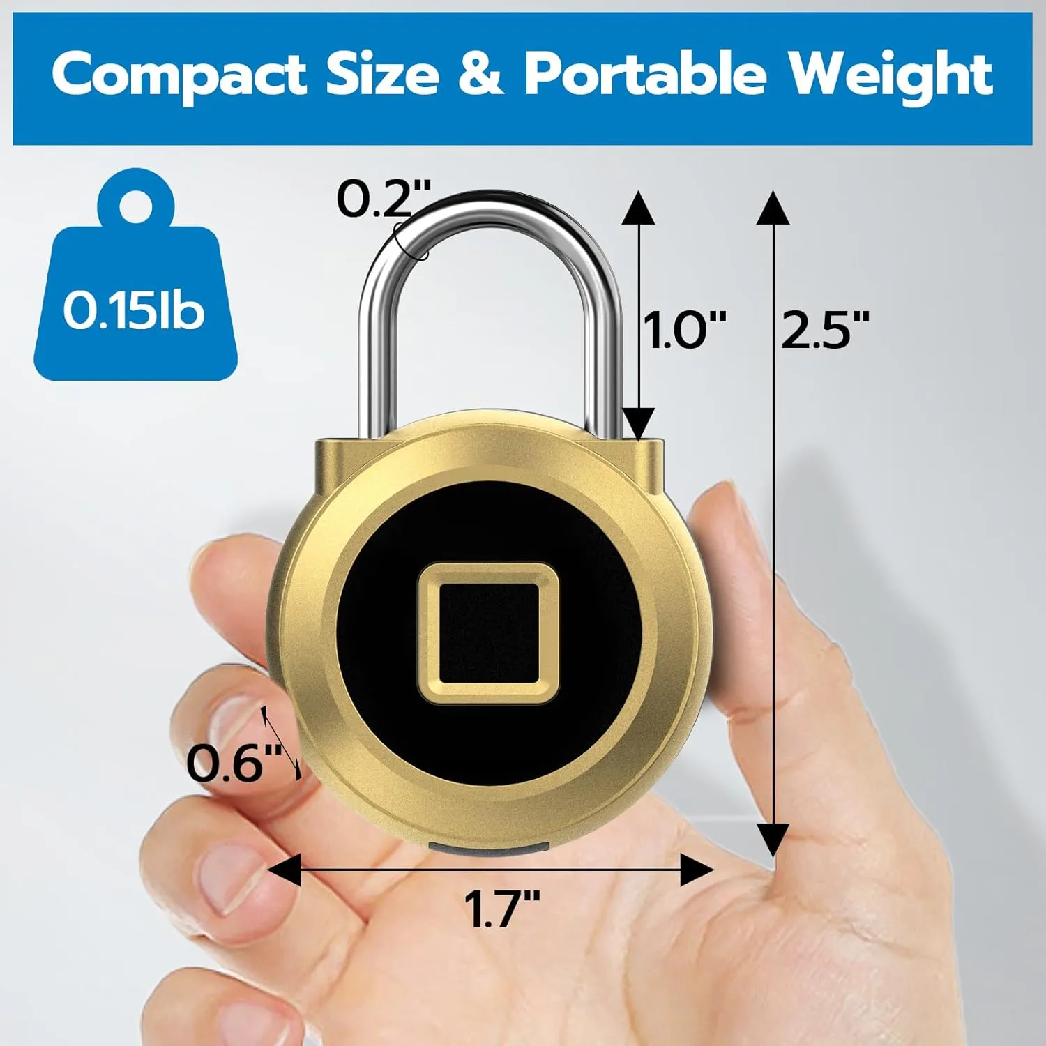 Eseesmart Fingerprint Padlock, Locker Bluetooth, Mobile APP, Smart Padlock with Keyless Biometric, Water Resistant, Suitable for Gym, School, Bike, Luggage Bags, Locker and Storage