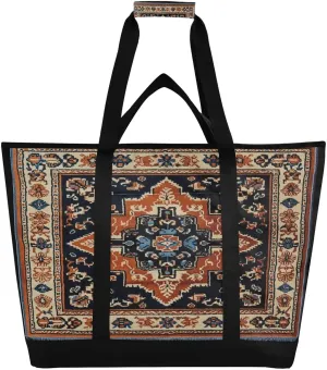 Ethnic Print Reusable Insulated Lunchbox Cooler Bag, Leakproof Kitchen Grocery Bag Collapsible Portable Cooler Tote Bag for Picnic, Camping, Office, Travel