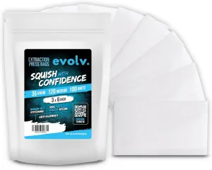 EVOLV Premium Nylon Tea Filter Extraction Press Bags | 3" x 6" | 120u | 100 Pack