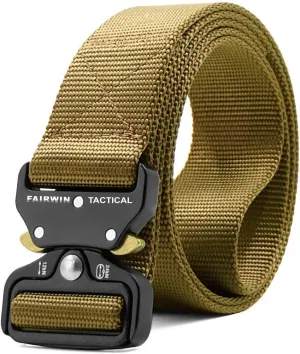 FAIRWIN Tactical Belt, Work Belts for Men Military Webbing Riggers Web Belt Heavy-Duty Quick-Release Buckle