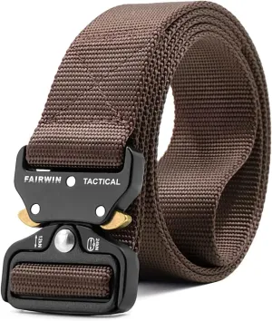 FAIRWIN Tactical Belt, Work Belts for Men Military Webbing Riggers Web Belt Heavy-Duty Quick-Release Buckle
