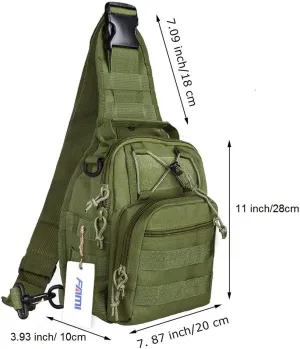 FAMI Outdoor Tactical Bag Backpack, Military Sport Bag Pack Sling Shoulder Backpack Tactical Satchel for Every Day Carry (Army Green 2 Packs)