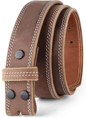 F&L CLASSIC Belt for buckle men Snap on Strap Full Grain One Piece Leather no buckle,1 1/2" Wide, Made in USA
