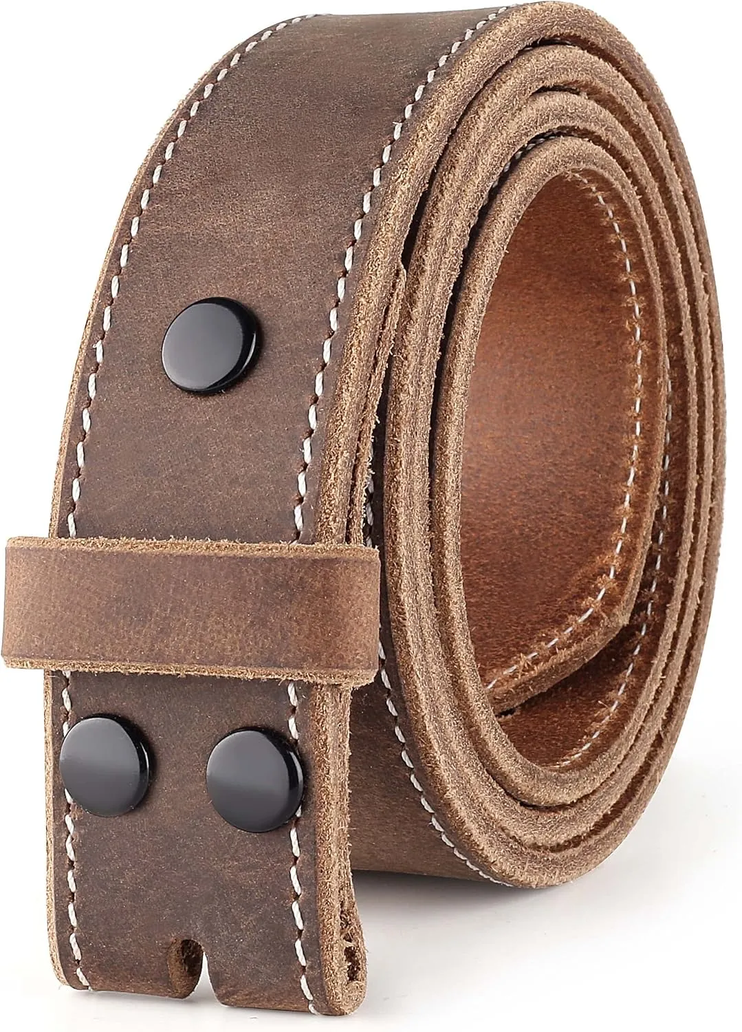 F&L CLASSIC Belt for buckle men Snap on Strap Full Grain One Piece Leather no buckle,1 1/2" Wide, Made in USA
