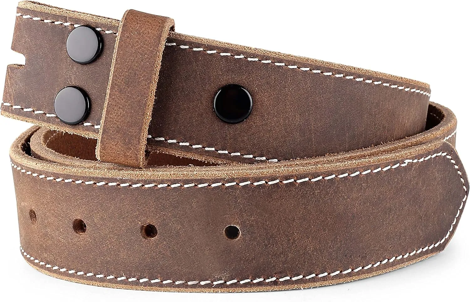 F&L CLASSIC Belt for buckle men Snap on Strap Full Grain One Piece Leather no buckle,1 1/2" Wide, Made in USA