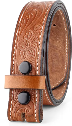 F&L CLASSIC Western Belt without buckle for men – Full Grain Leather Cowboy Belts for jeans - One Piece Leather strap belt