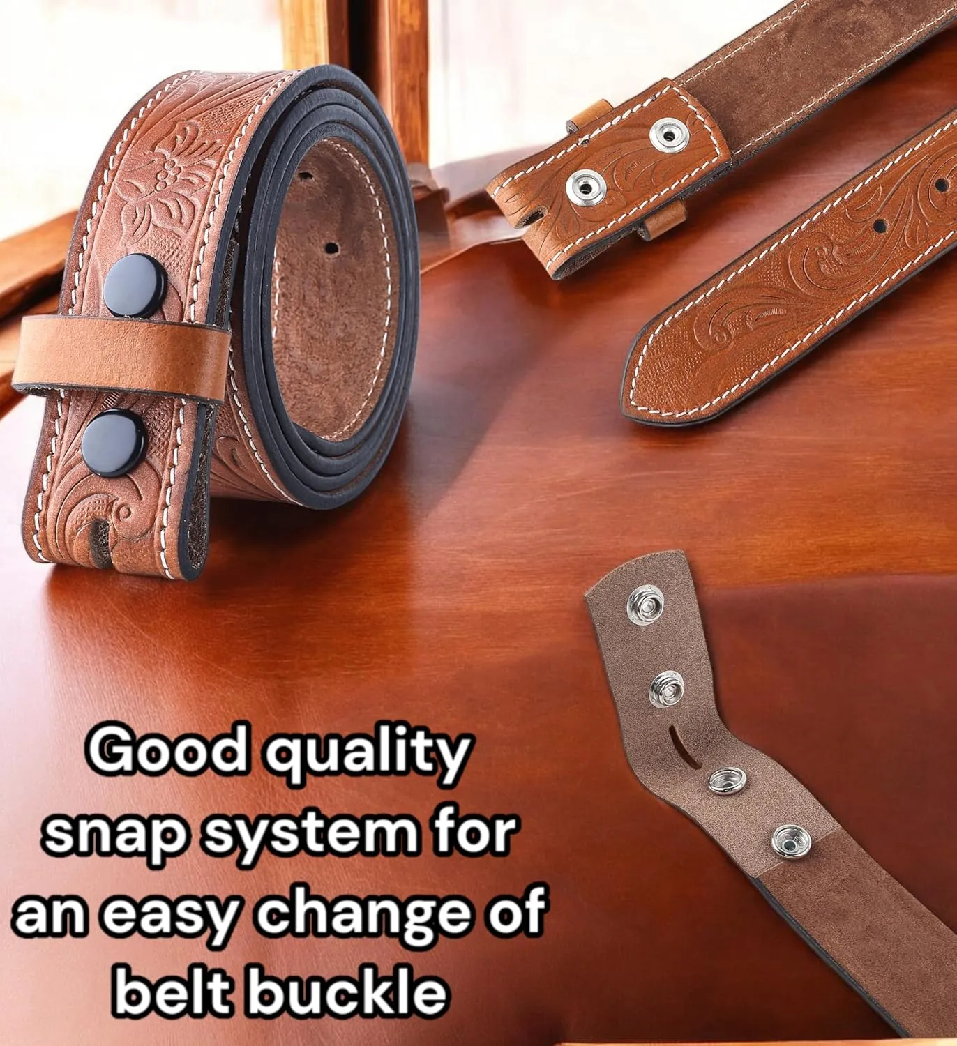 F&L CLASSIC Western Belt without buckle for men – Full Grain Leather Cowboy Belts for jeans - One Piece Leather strap belt