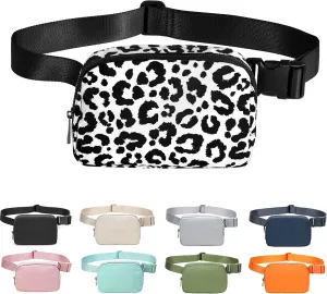 Fanny Belt Bag Waist Pack Crossbody Bags Bum Bag for Running Hiking Travel Workout Adjustable Strap for Women-black white