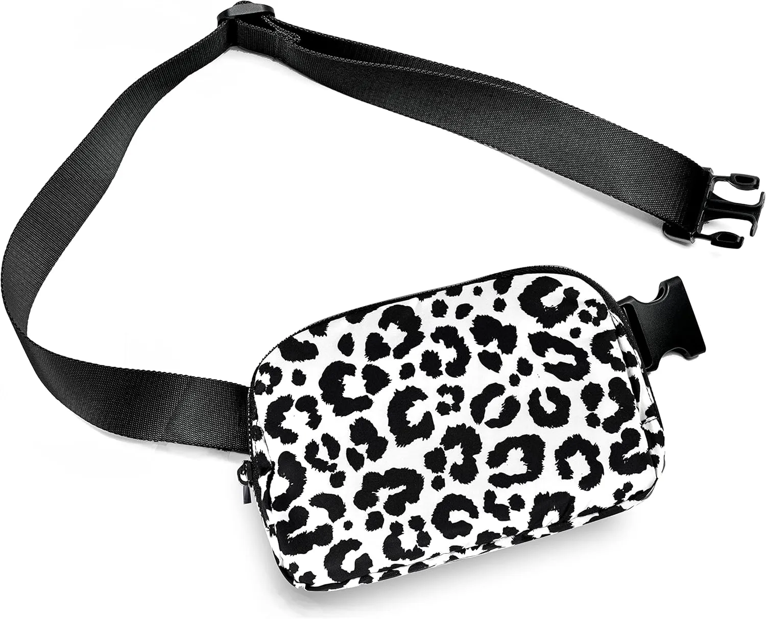 Fanny Belt Bag Waist Pack Crossbody Bags Bum Bag for Running Hiking Travel Workout Adjustable Strap for Women-black white