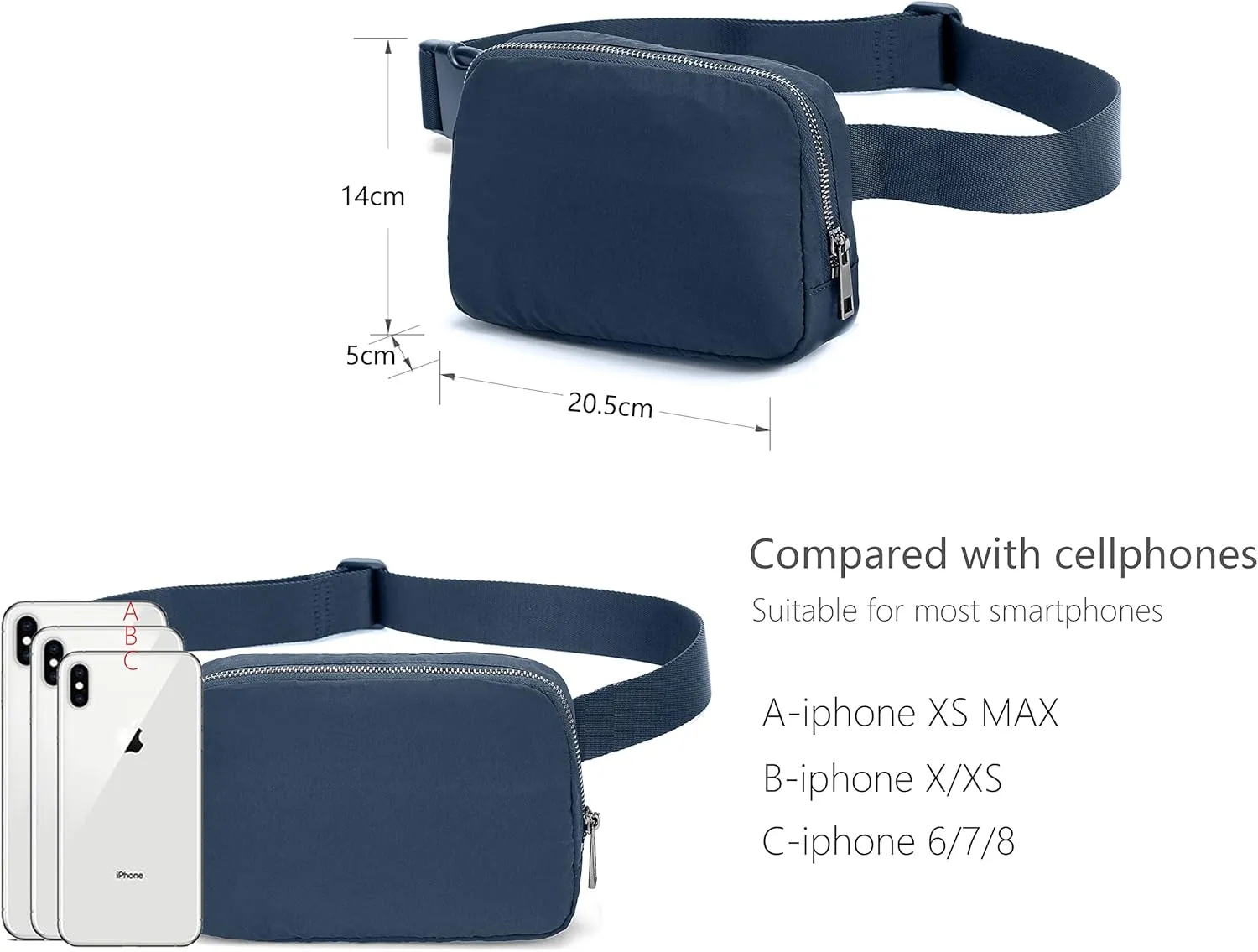 Fanny Belt Bag Waist Pack Crossbody Bags Bum Bag for Running Hiking Travel Workout Adjustable Strap for Women -black