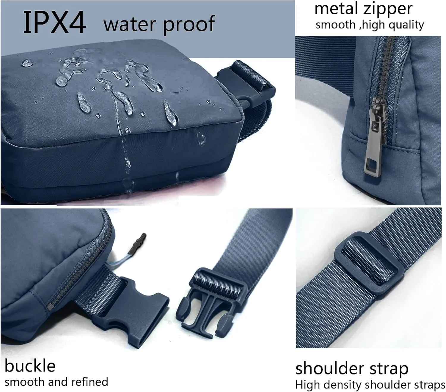 Fanny Belt Bag Waist Pack Crossbody Bags Bum Bag for Running Hiking Travel Workout Adjustable Strap for Women -black