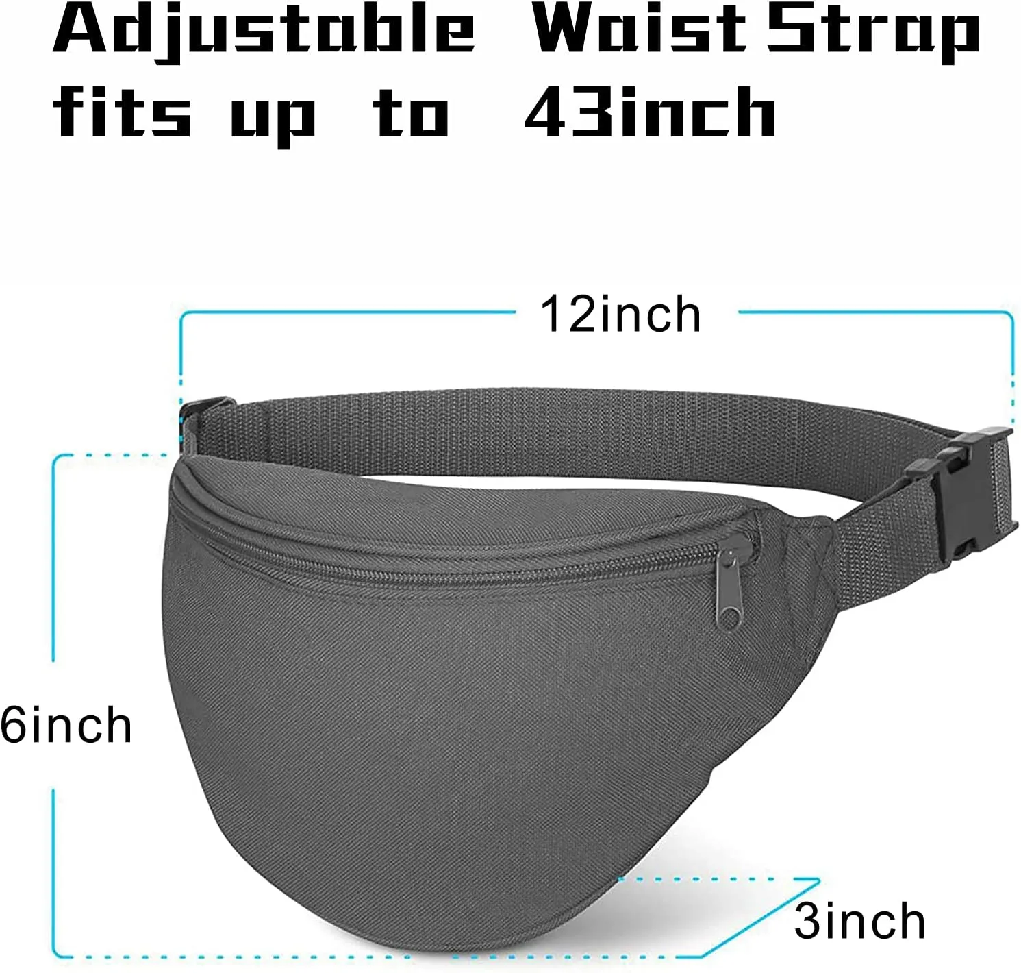 Fanny Pack, AirBuyW Women Men Quick Release Adjustable Strap Travel Sport Running Cute Fashion Fanny Pack Bag Grey