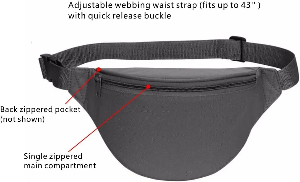 Fanny Pack, AirBuyW Women Men Quick Release Adjustable Strap Travel Sport Running Cute Fashion Fanny Pack Bag Grey