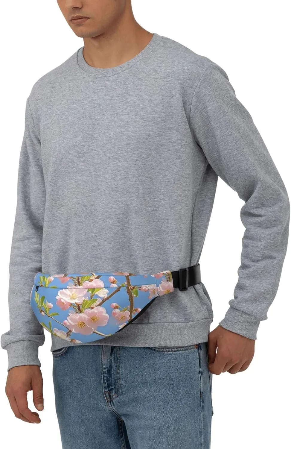Fanny Pack Belt Bag for Women Men Waterproof Waist Pack Merry Christmas Snowman Waist Bag with Adjustable Strap, Japanese Floral Cherry Blossom, One Size