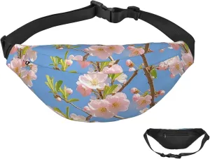 Fanny Pack Belt Bag for Women Men Waterproof Waist Pack Merry Christmas Snowman Waist Bag with Adjustable Strap, Japanese Floral Cherry Blossom, One Size