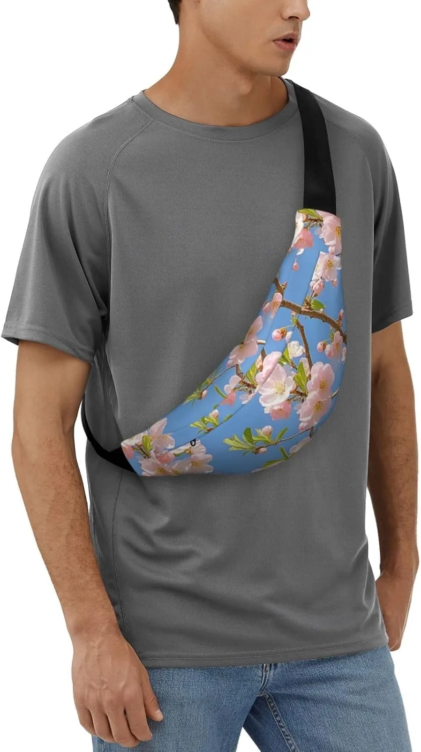 Fanny Pack Belt Bag for Women Men Waterproof Waist Pack Merry Christmas Snowman Waist Bag with Adjustable Strap, Japanese Floral Cherry Blossom, One Size