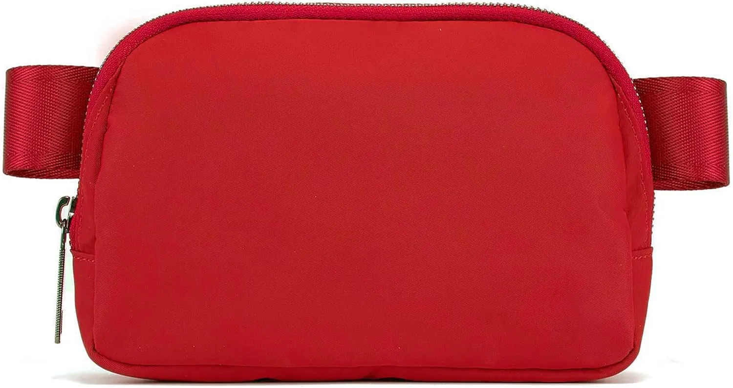 Fanny Pack Cross Body Bag Small Crossbody Bags for Women Men Trendy Nylon Waterproof Mini Purse Travel Running Belt Bag Lulu Dupes Bum Hip Chest Waist Pack Side Bag Must Have Red