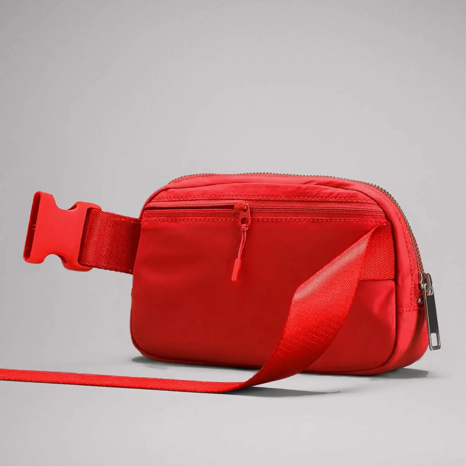 Fanny Pack Cross Body Bag Small Crossbody Bags for Women Men Trendy Nylon Waterproof Mini Purse Travel Running Belt Bag Lulu Dupes Bum Hip Chest Waist Pack Side Bag Must Have Red
