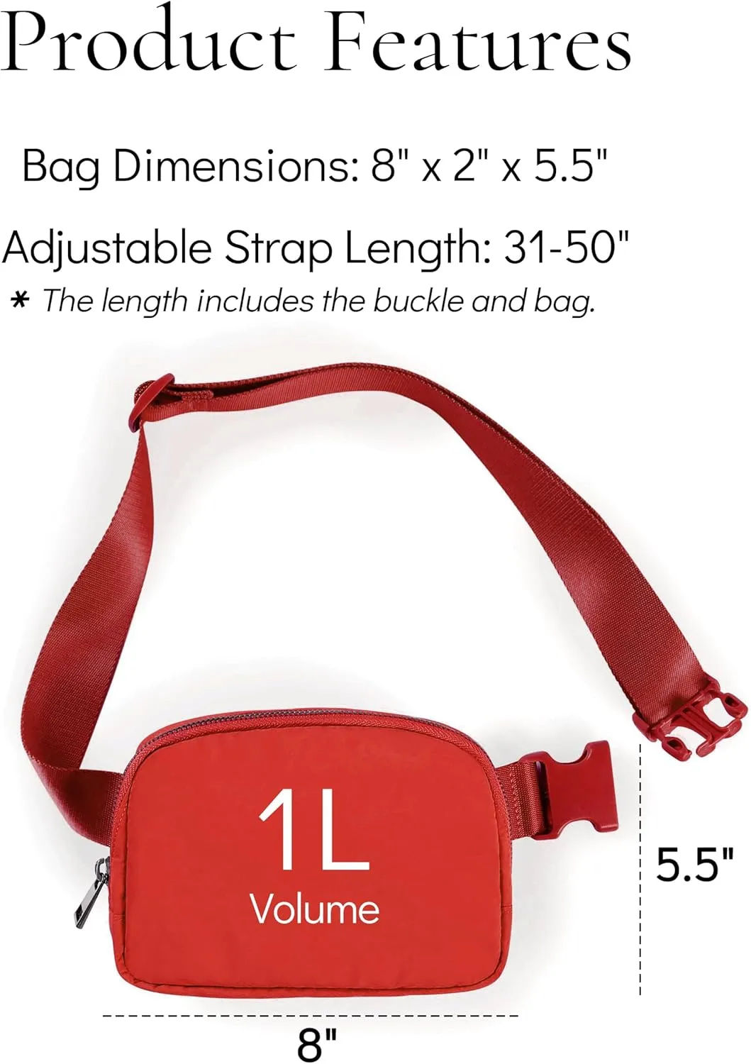 Fanny Pack Cross Body Bag Small Crossbody Bags for Women Men Trendy Nylon Waterproof Mini Purse Travel Running Belt Bag Lulu Dupes Bum Hip Chest Waist Pack Side Bag Must Have Red