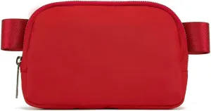 Fanny Pack Cross Body Bag Small Crossbody Bags for Women Men Trendy Nylon Waterproof Mini Purse Travel Running Belt Bag Lulu Dupes Bum Hip Chest Waist Pack Side Bag Must Have Red