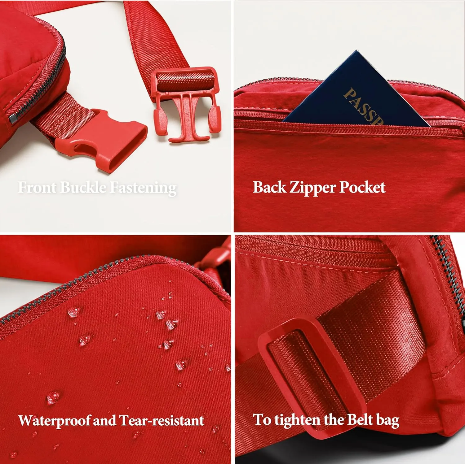 Fanny Pack Cross Body Bag Small Crossbody Bags for Women Men Trendy Nylon Waterproof Mini Purse Travel Running Belt Bag Lulu Dupes Bum Hip Chest Waist Pack Side Bag Must Have Red