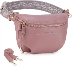 Fanny Pack Crossbody Bags for Women Vegan Leather Belt Bag Waist Pack Causal Chest Bum Bag With 2 Straps Nude Pink