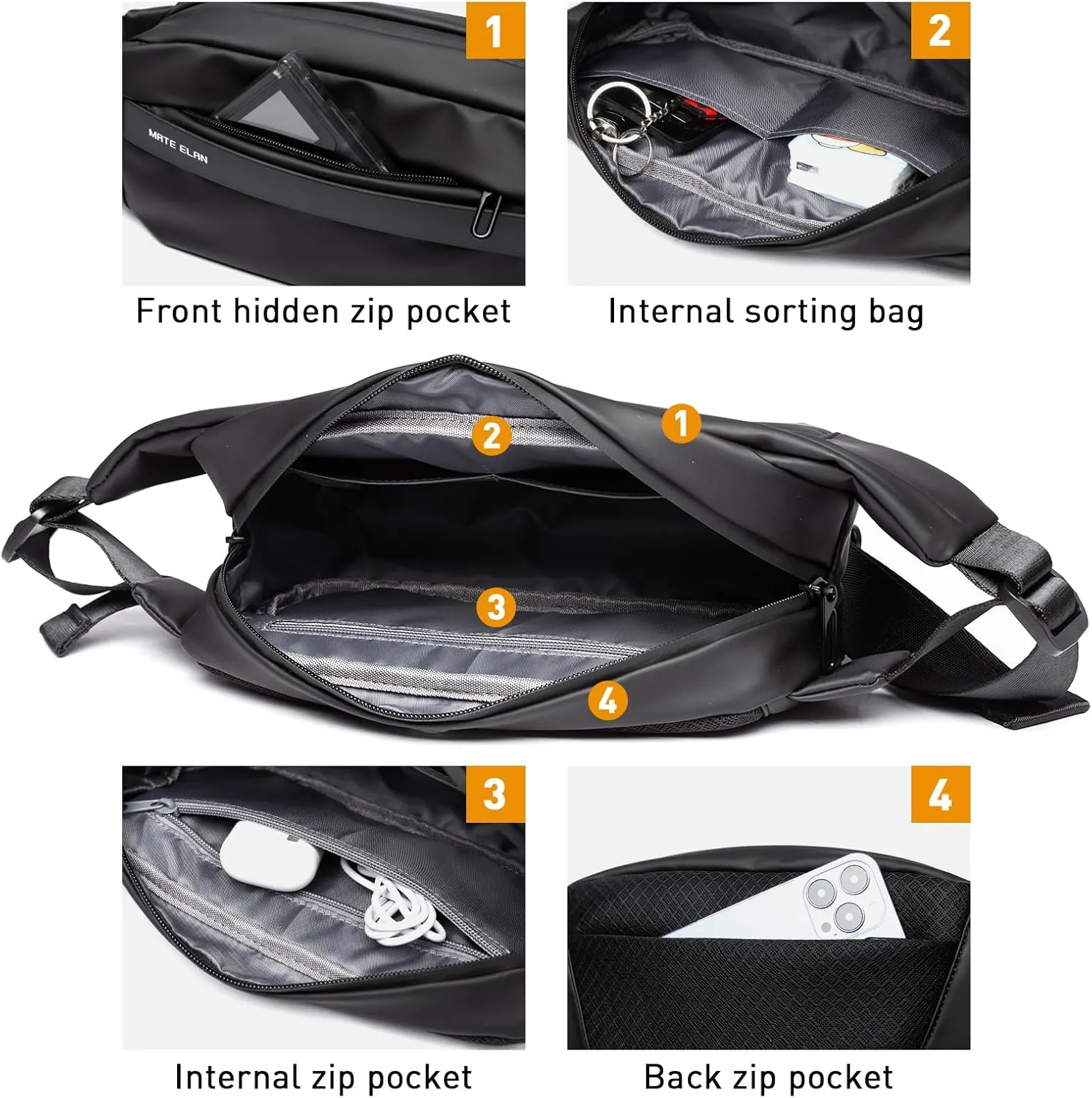 Fanny Pack Crossbody Sling Bag For Men,Waist Bag for Hiking,Travel,Running,Dog Walking,Workout,Cycling,Outdoors Sport Fishing Belt Bag