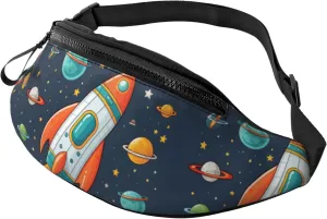 Fanny Pack for Men Women Crossbody Waist Bag Rocket Space Ship Cartoon HD Belt Bag with Adjustable Strap Hip Bum Bag