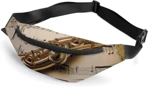 Fanny Pack for Men Women Flute Musicprinted Crossbody Belt Bags Sports Waist Bag ForTravel Running Hiking Walking Workout, 36*15cm