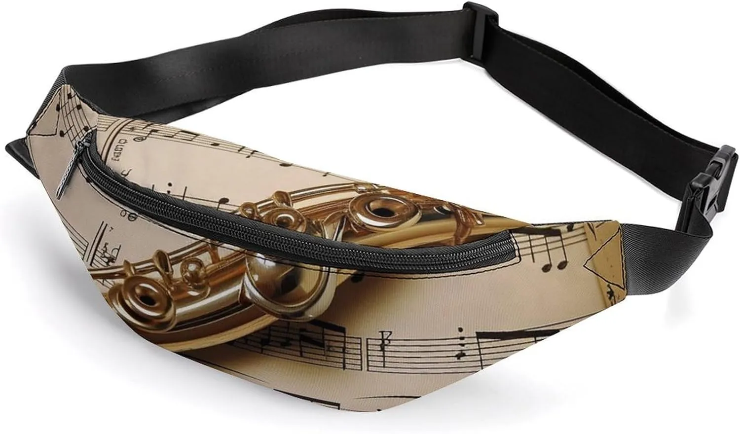 Fanny Pack for Men Women Flute Musicprinted Crossbody Belt Bags Sports Waist Bag ForTravel Running Hiking Walking Workout, 36*15cm