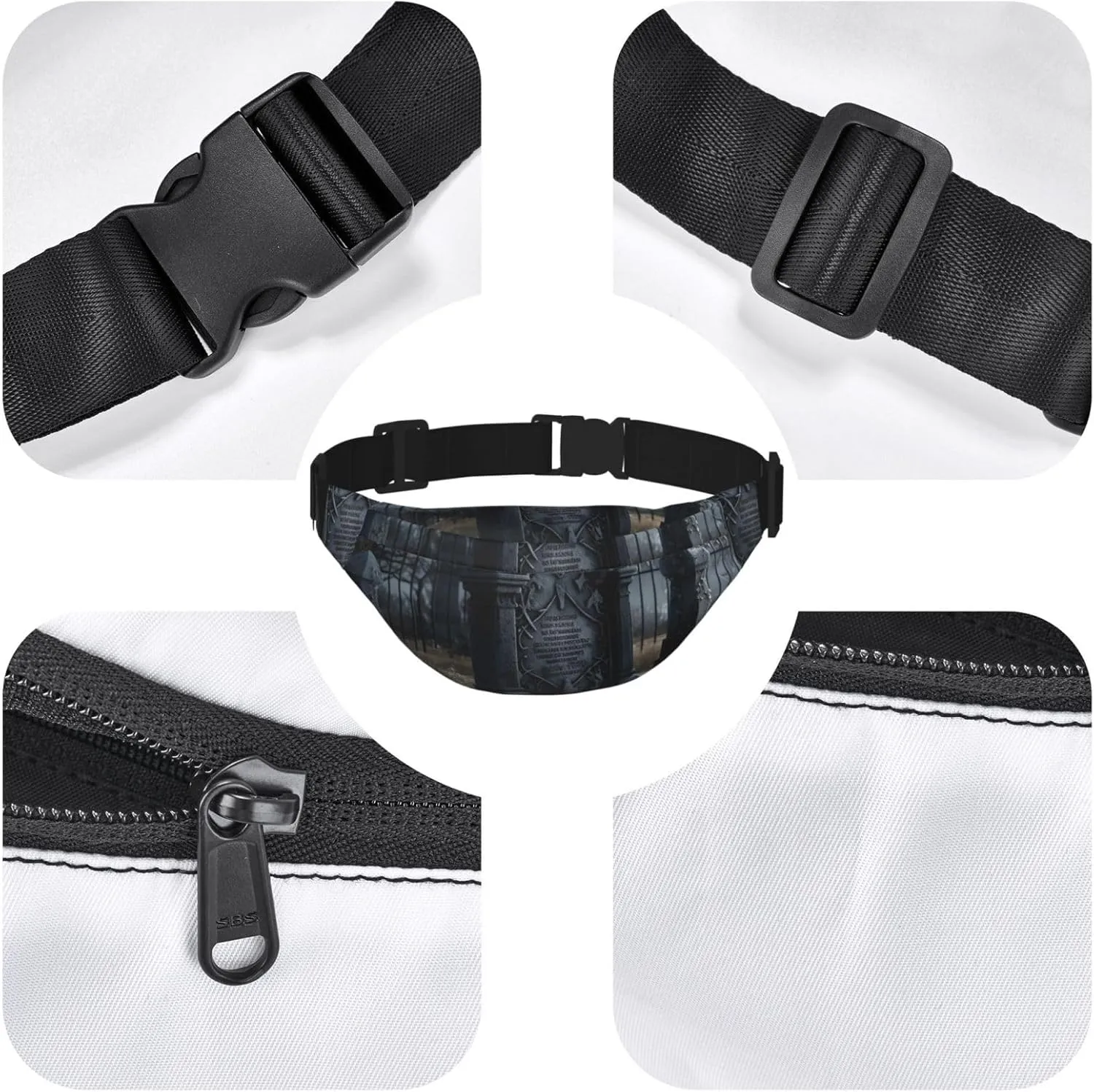 Fanny Pack for Men Women Waist Bag Adjustable Waist Pack Crossbody Belt Bag Graveyard Tombstone Bum Bag