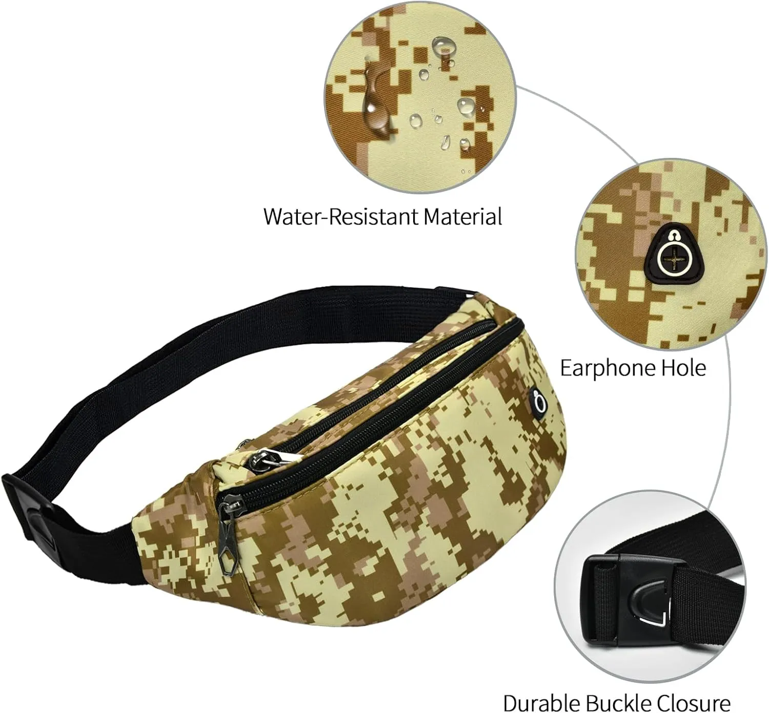 Fanny Pack for Men Women, Waterproof Sports Waist Bag Pack, Belt Bag for Travel Hiking Running