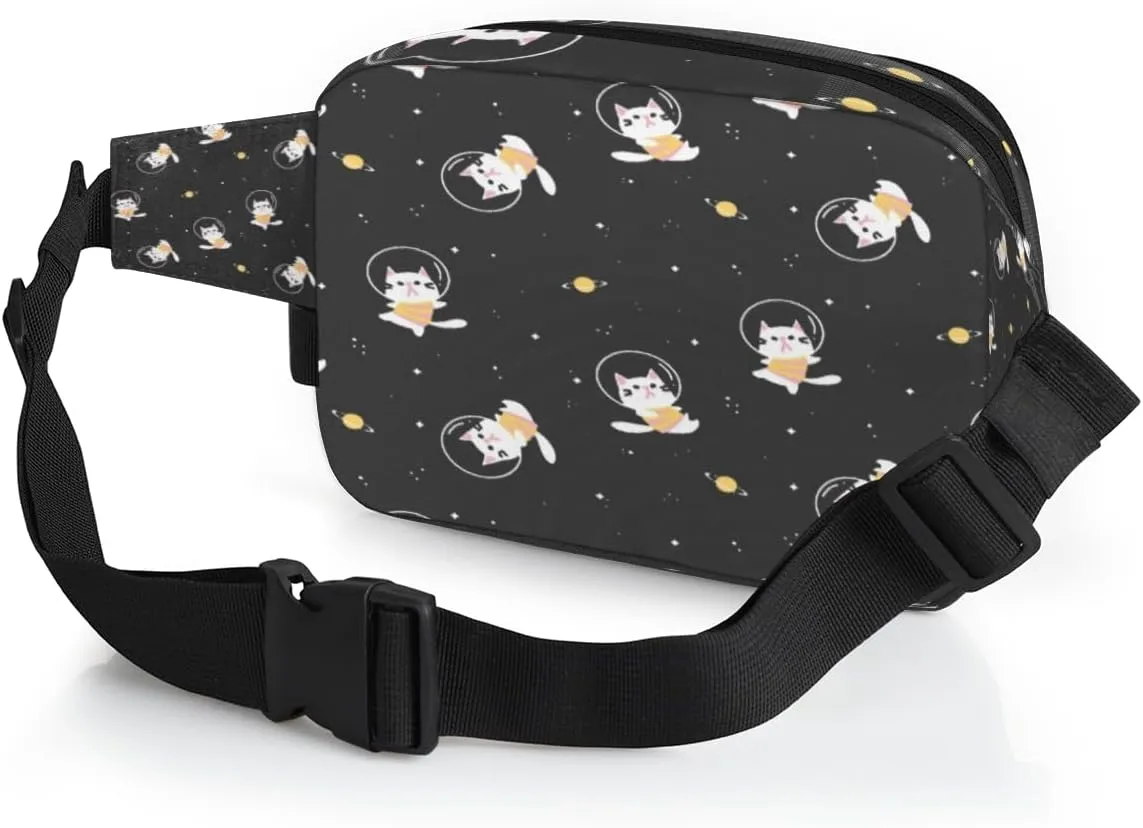 Fanny Pack for Women Men Animal Cats Pattern Crossbody Belt Bag with 3 Zipper Pockets Fashion Waterproof Waist Pack with Adjustable Strap for Travel Running Hiking Cycling