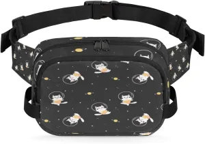 Fanny Pack for Women Men Animal Cats Pattern Crossbody Belt Bag with 3 Zipper Pockets Fashion Waterproof Waist Pack with Adjustable Strap for Travel Running Hiking Cycling