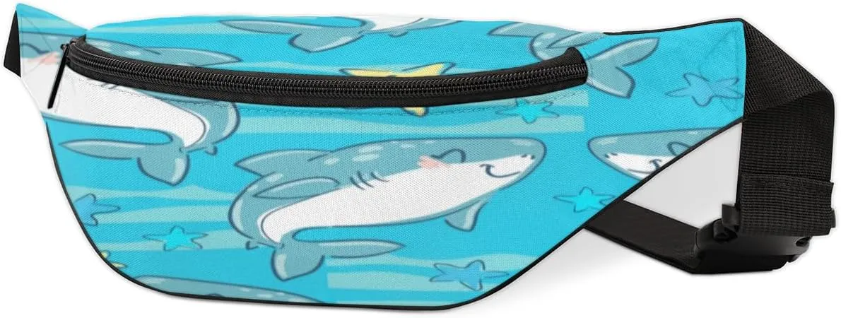 Fanny Pack for Women Men Cartoon Dolphins Waist Pack Crossbody Bag with Adjustable Straps for Hiking Running Walking Travel Cycling