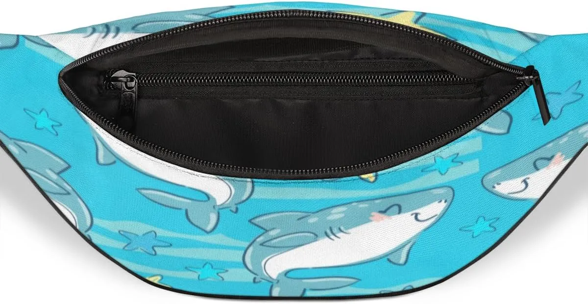 Fanny Pack for Women Men Cartoon Dolphins Waist Pack Crossbody Bag with Adjustable Straps for Hiking Running Walking Travel Cycling
