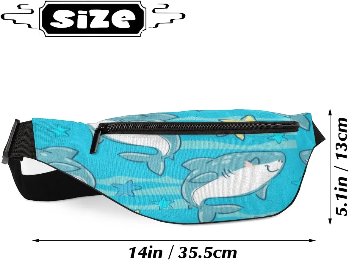 Fanny Pack for Women Men Cartoon Dolphins Waist Pack Crossbody Bag with Adjustable Straps for Hiking Running Walking Travel Cycling