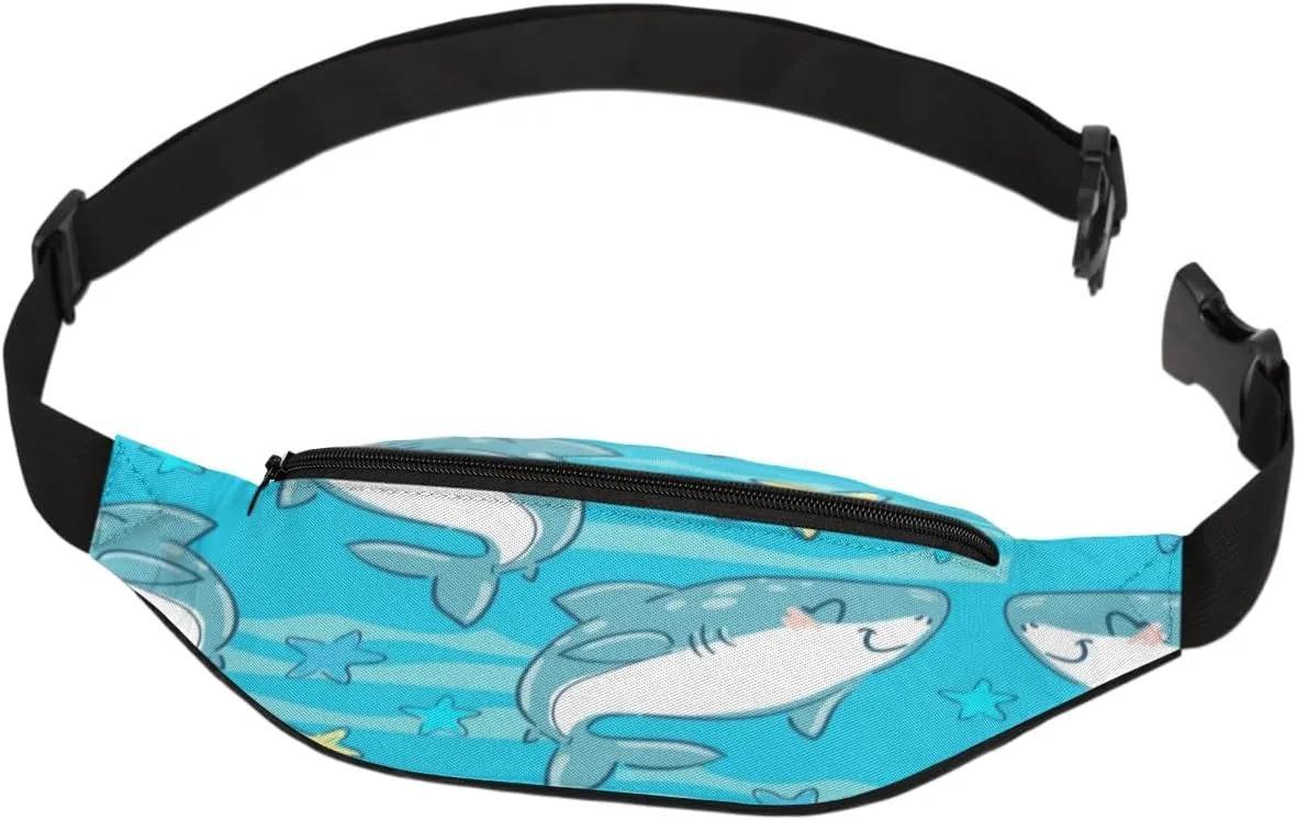 Fanny Pack for Women Men Cartoon Dolphins Waist Pack Crossbody Bag with Adjustable Straps for Hiking Running Walking Travel Cycling