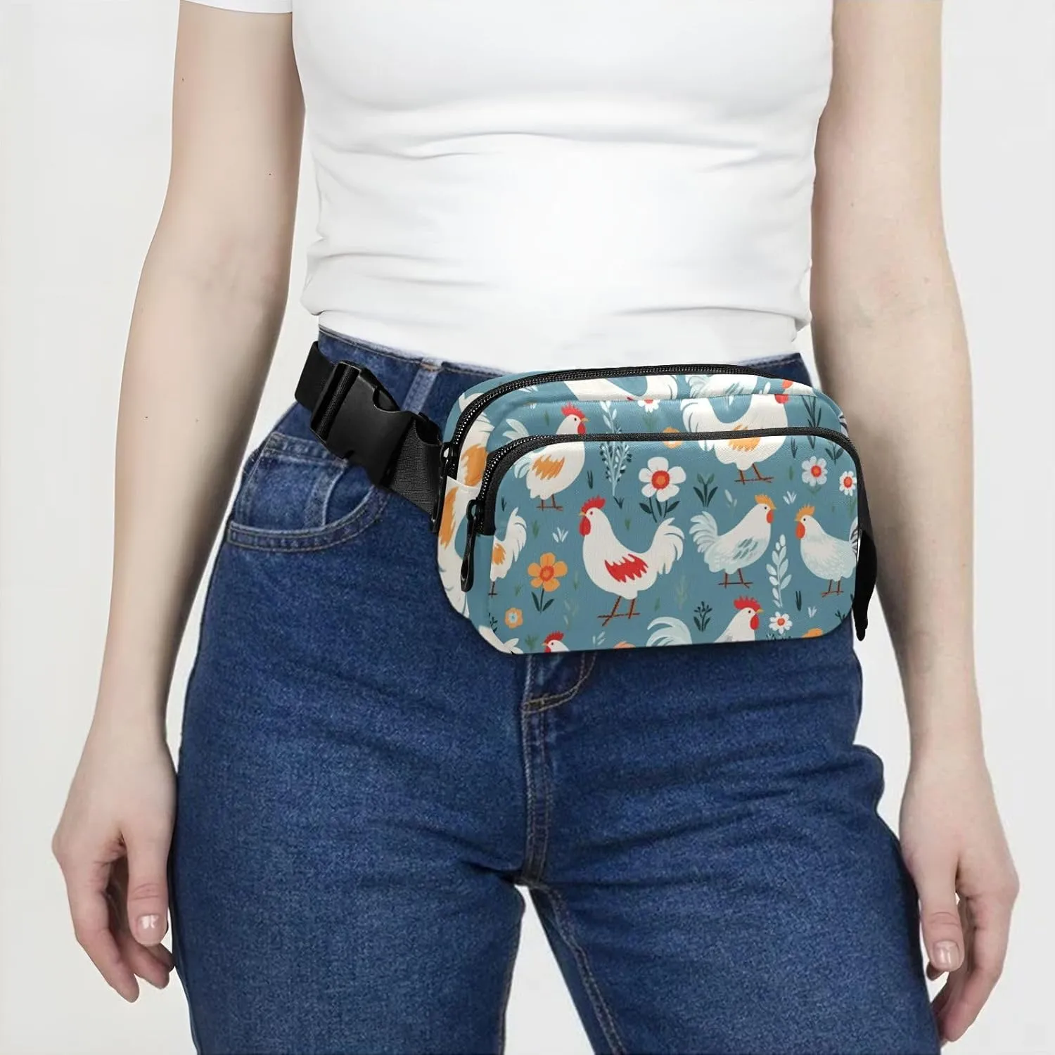 Fanny Pack for Women Men, Cute Chicken Belt Bag Waist Pack Crossbody Bag Bum Bag with Adjustable Strap