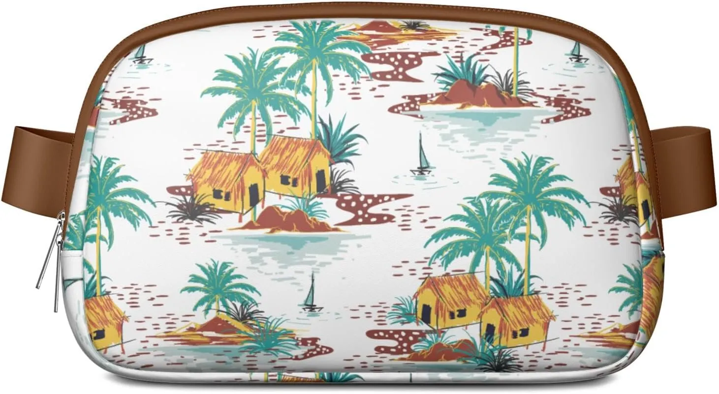 Fanny Pack for Women,Mini Waterproof Hawaiian theme Belt Bag,Fashionable Crossbody,Cute Everywhere Belt Bags Fanny Pack for Hiking,Travel.