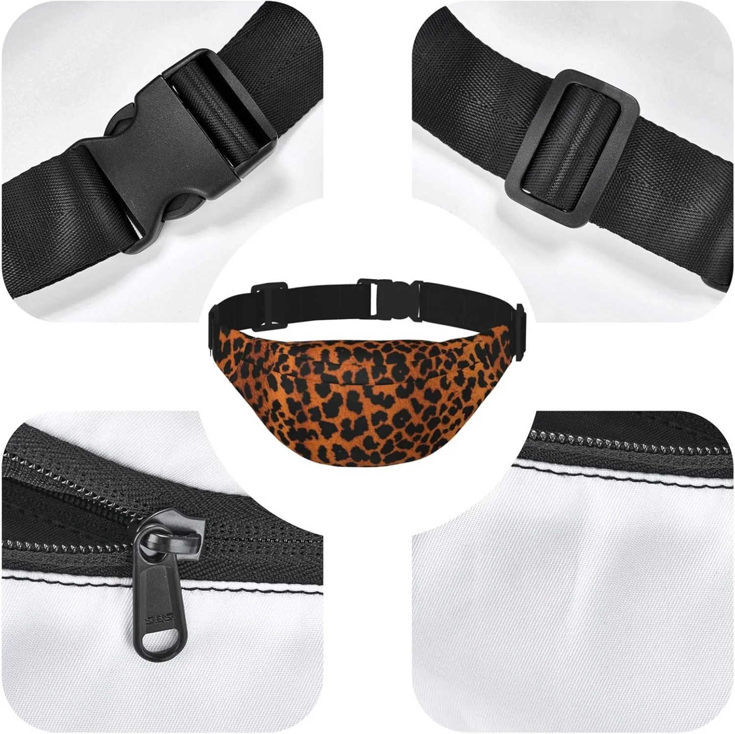 Fanny Pack Spotted Leopard Skin Waist Pack For Women Men Waterproof Belt Bag With Adjustable Belt Casual Crossbody Bag Travel Waist Bag For Sports Running Cycling