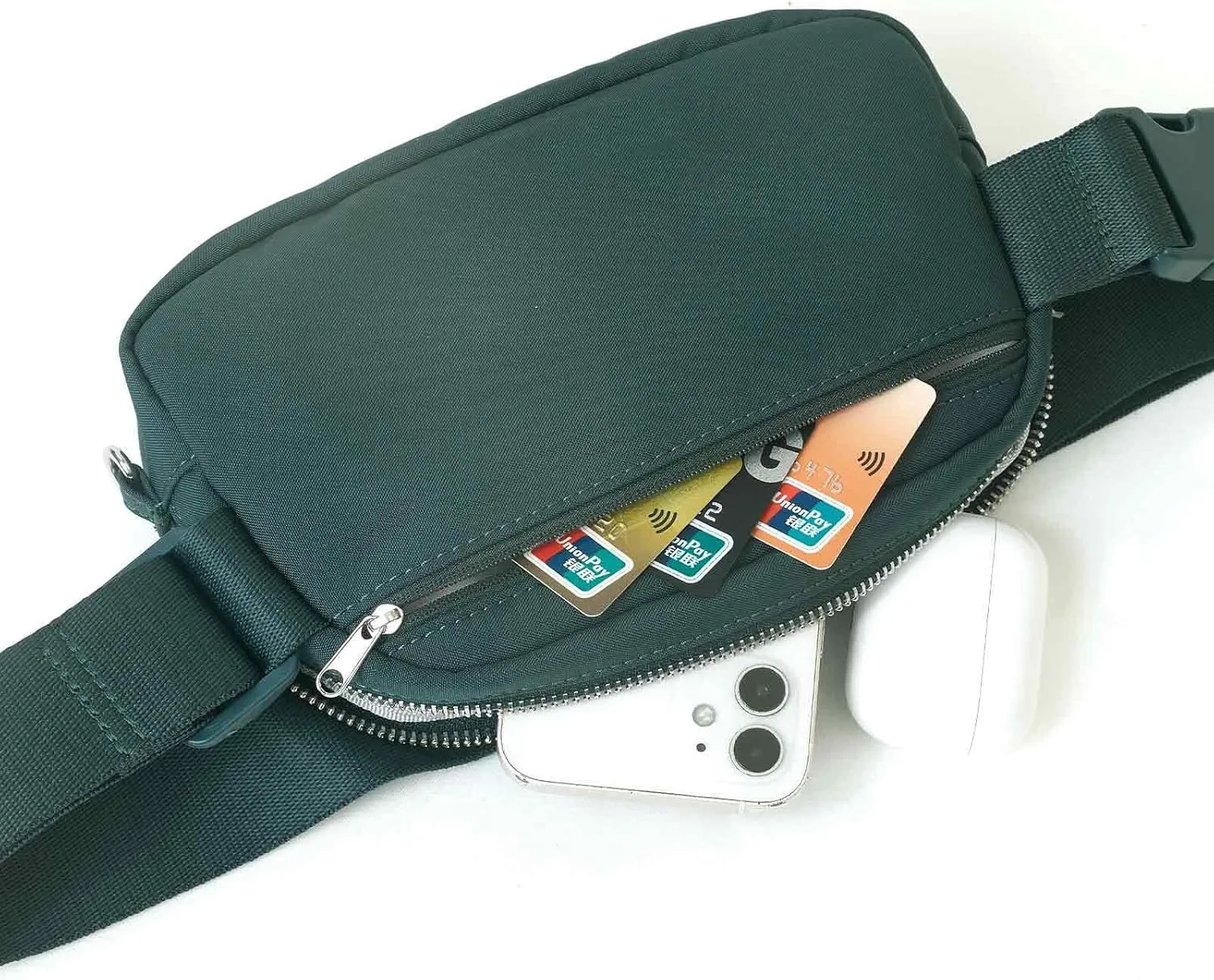 Fanny Pack with Anti Theft for Women Men, Unisex Small Crossbody Belt Bag for Traveling Hiking Running Workout, Everywhere Waist Bag Pack with Adjustable Strap-Dark Green