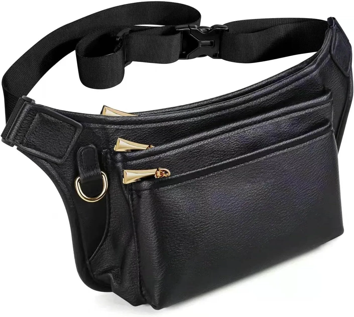 Fanny Packs for Women Leather Fashionable Black Fanny Pack for Men Girls Boys, Cute Waist Pack Belt Bag with Adjustable Strap, Casual Bum Hip Bags for Travel Running Disney Hiking Cycling Brown Pink