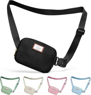 Fanny Packs for Women Men Crossbody, Small Belt Bag with Adjustable Strap, Waterproof Mini Waist Pack for Outdoor Running Hiking Walking Travel Sport (Black)