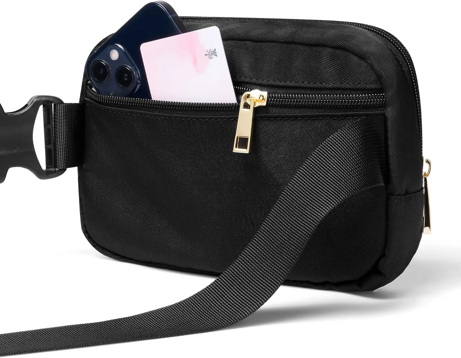 Fanny Packs for Women Men Crossbody, Small Belt Bag with Adjustable Strap, Waterproof Mini Waist Pack for Outdoor Running Hiking Walking Travel Sport (Black)