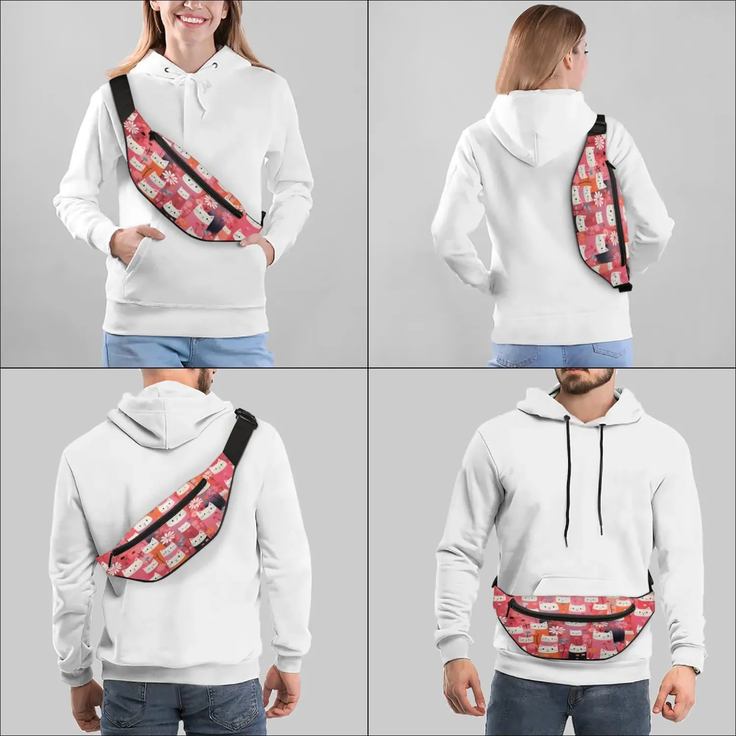 Fanny Packs for Women Men Sling Bag Crossbody Bags Men Waist Bag Cat Themed Fanny Pack for Women Belt Bag for Travel Hiking Running