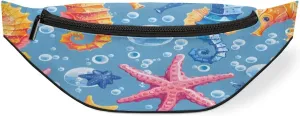 Fanny Packs for Women Men Sling Bag Crossbody Bags Men Waist Bag Sea Seahorse Starfish Fanny Pack for Women Belt Bag for Travel Hiking Running